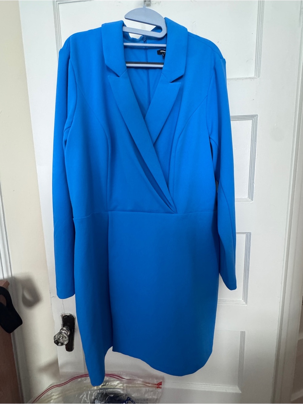 Express Vibrant Blue Long Sleeve Blazer Dress